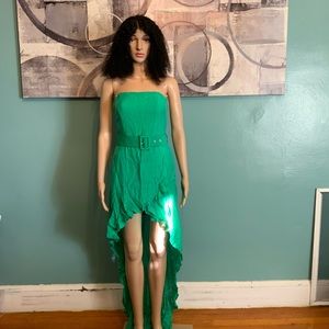Hi Low green strapless dress